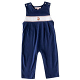 Navy Fox Smocked Romper - HoneyBug 