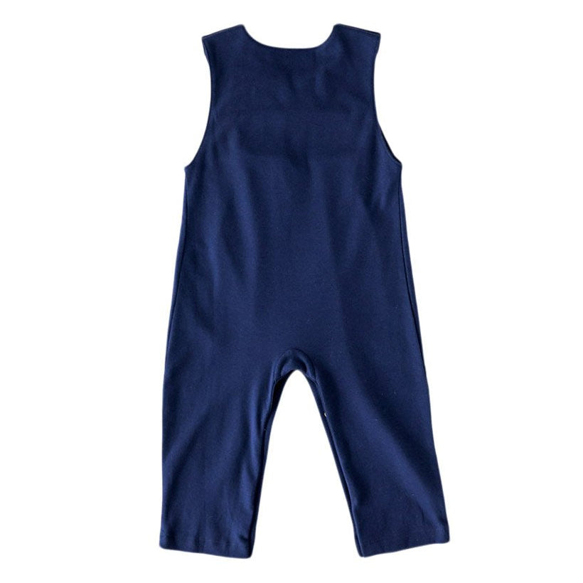 Navy Fox Smocked Romper - HoneyBug 