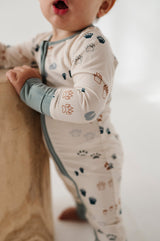 Long Sleeve Zip Romper - HoneyBug 