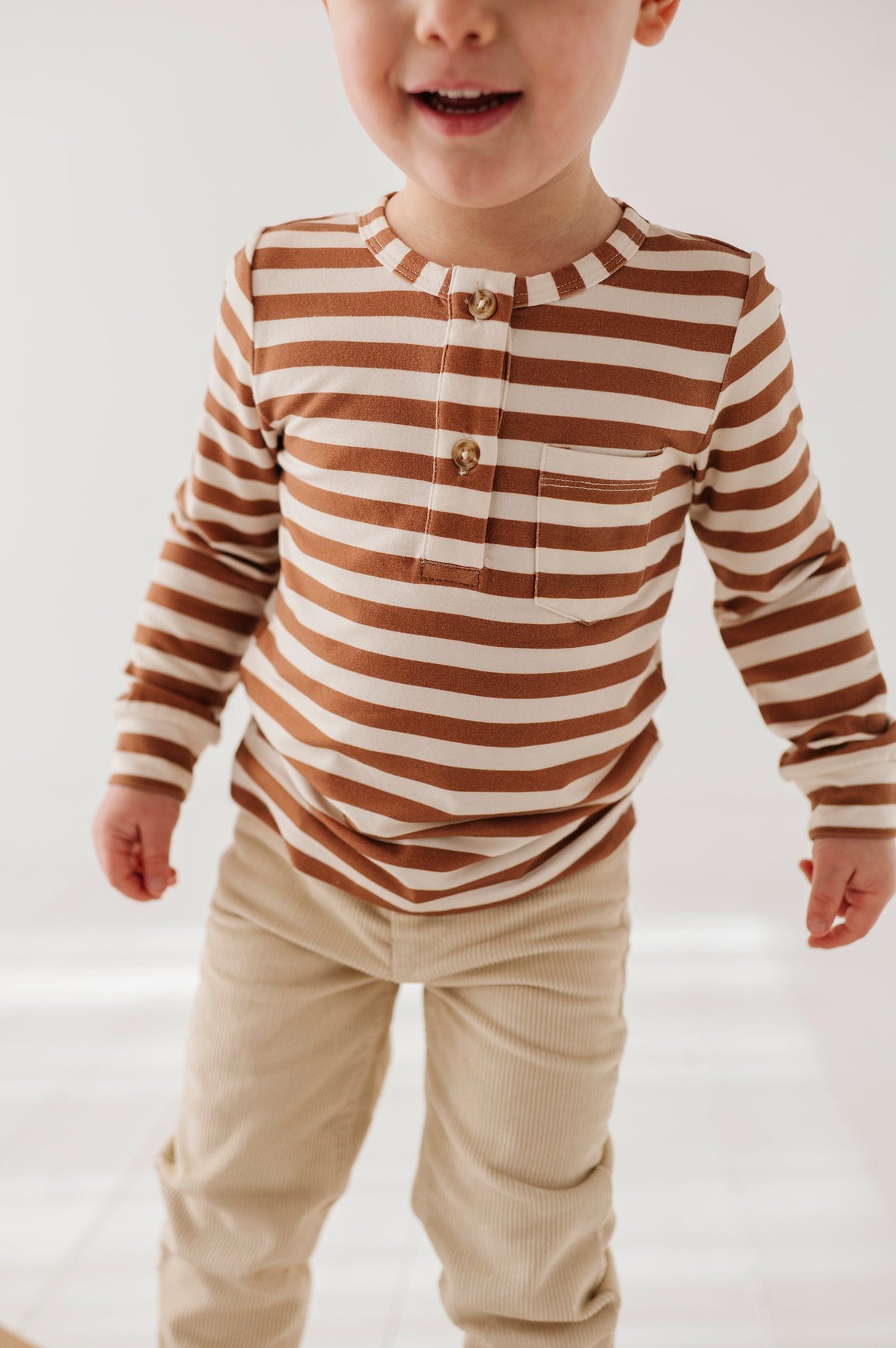 Boy's Long Sleeve Henley Shirt - HoneyBug 