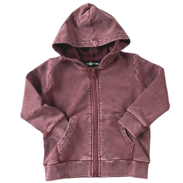 ZIP HOODIE- Oxblood Snow Wash - HoneyBug 