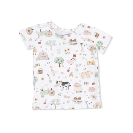 Cute Farm Animals Pink - Short Sleeve Loungewear Set