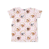 Farm Animals Floral Cameos Pink - Short Sleeve Loungewear Set