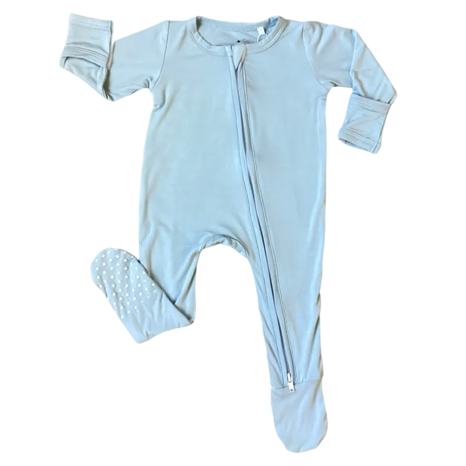 Powder Blue Zippered Footie