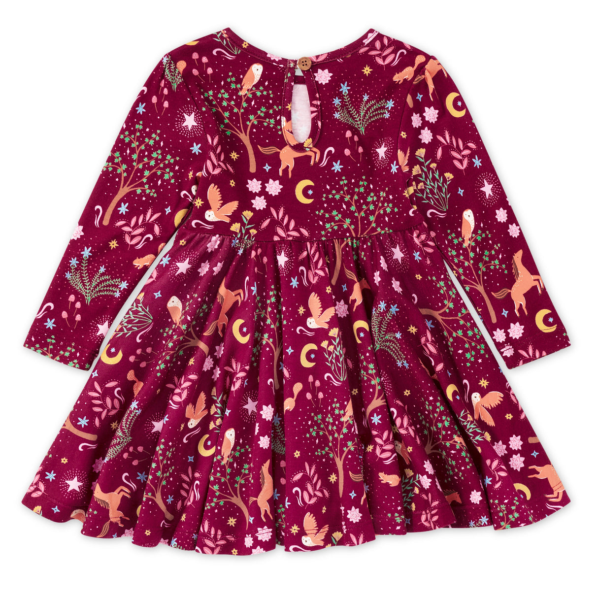 Bamboo Blend L/S Twirly Tee Dress - Woodland Dreams