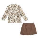 Organic Tee and Corduroy Skirt Set - Espresso - HoneyBug 