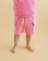 Terry Cargo Shorts Set | Pink - HoneyBug 