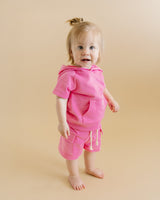 Terry Cargo Shorts Set | Pink - HoneyBug 