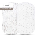 Bassinet Sheet Set - Forest Grey Leaf - HoneyBug 