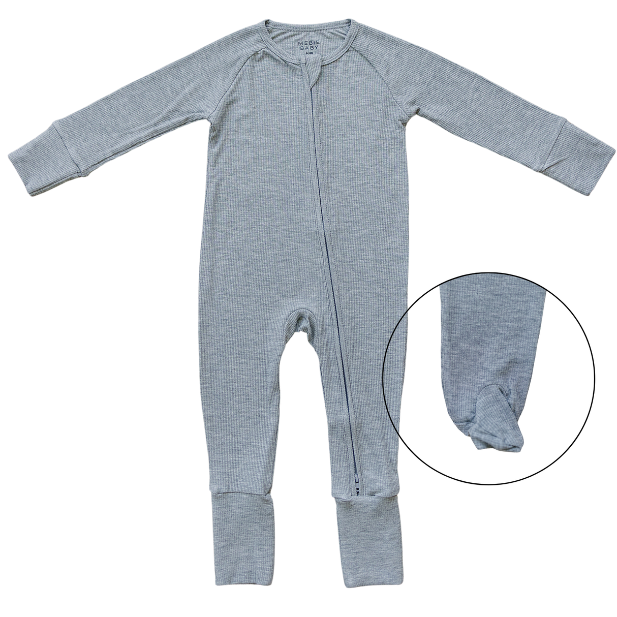 Heather Grey Ribbed Bamboo Zipper - HoneyBug 