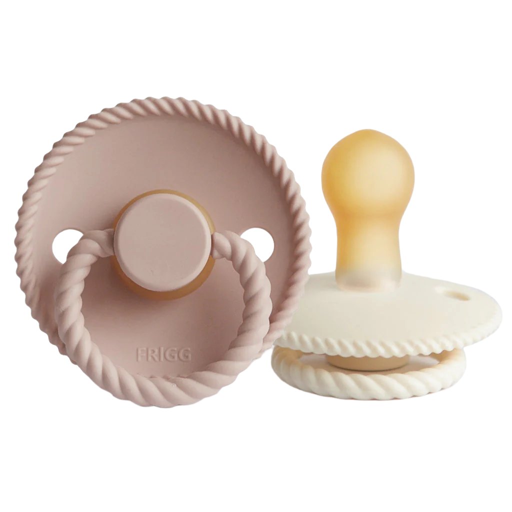 FRIGG Rope Natural Rubber Pacifier 2-Pack - Blush/Cream - HoneyBug 