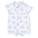 Puppy Toile Blue - Polo Shortie