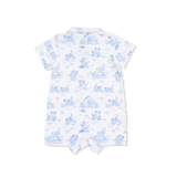 Puppy Toile Blue - Polo Shortie