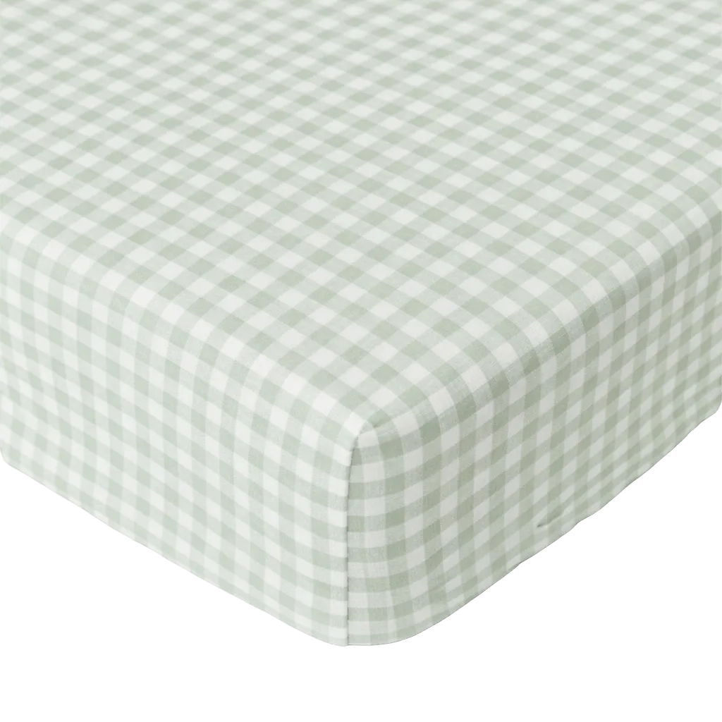 Meadow Green Gingham Crib Sheet