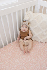 Oatmeal Organic Cotton Ribbed Head Wrap - HoneyBug 