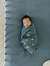Dusty Blue Bamboo Stretch Crib Sheet - HoneyBug 