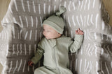 Sage Organic Ribbed Newborn Knot Hat - HoneyBug 