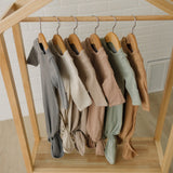 Oatmeal Organic Cotton Ribbed Knot Gown - HoneyBug 