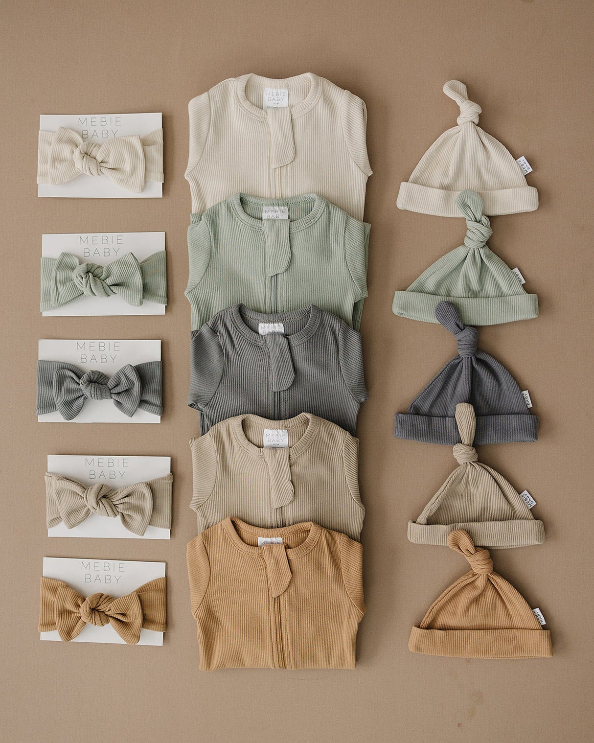 Sage Organic Ribbed Newborn Knot Hat - HoneyBug 