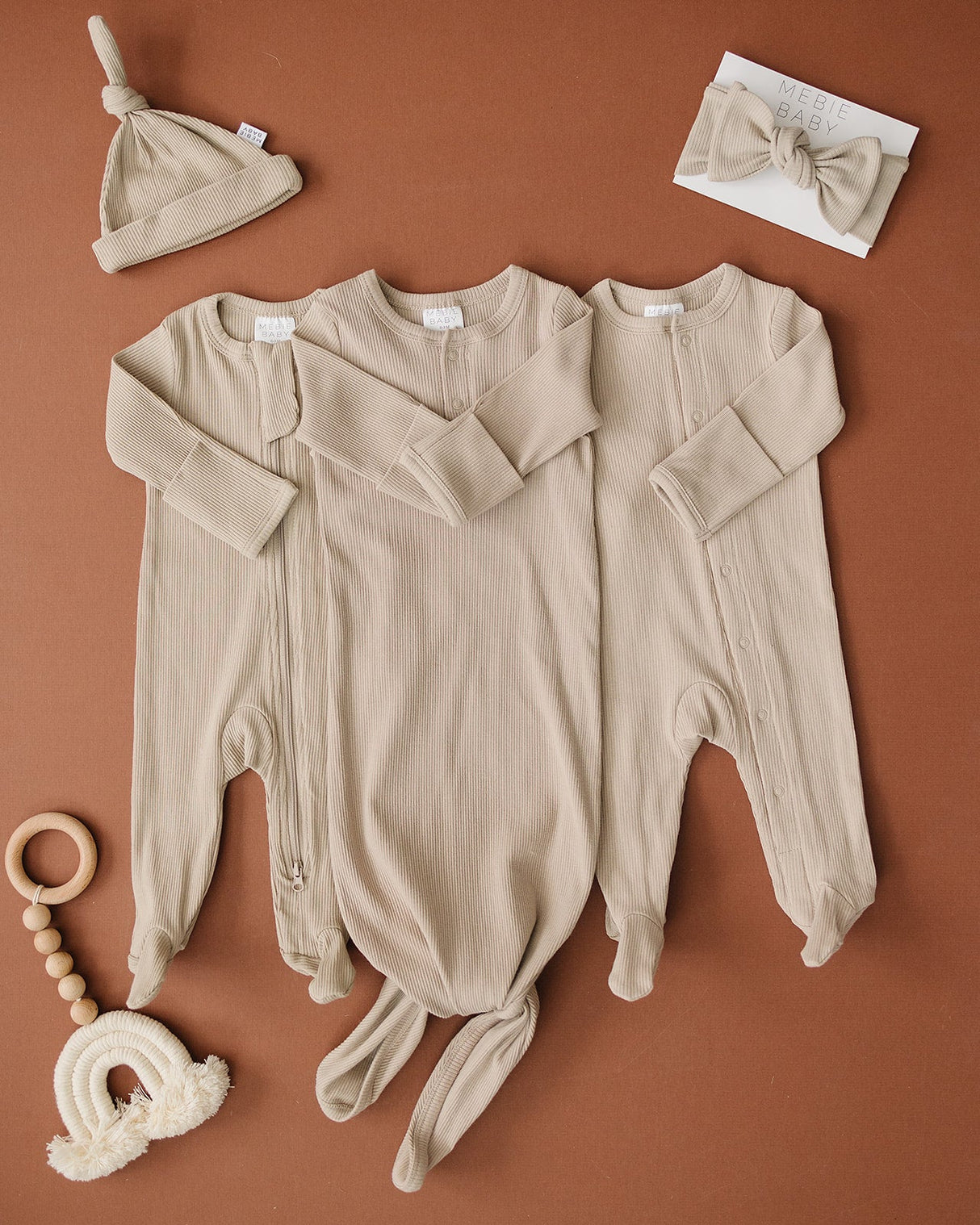Oatmeal Organic Cotton Ribbed Snap - HoneyBug 