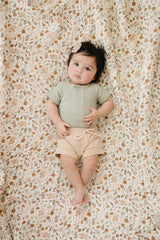 Sage Organic Cotton Ribbed Snap Bodysuit - HoneyBug 