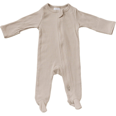 Oatmeal Organic Cotton Ribbed Zipper - HoneyBug 