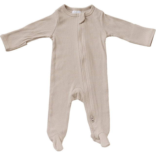 Oatmeal Organic Cotton Ribbed Zipper - HoneyBug 