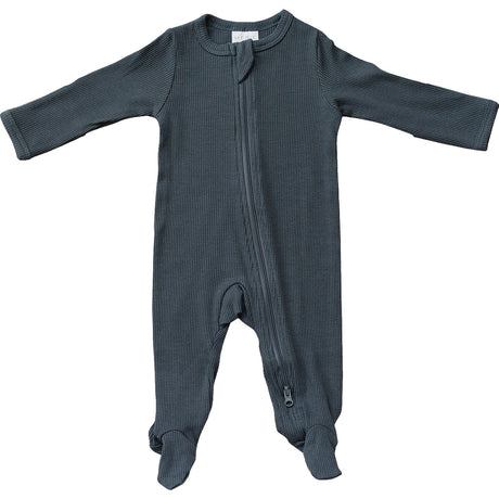 Charcoal Organic Cotton Ribbed Zipper - HoneyBug 