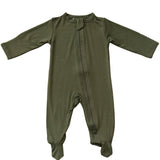 Olive Bamboo Footed Zipper - HoneyBug 