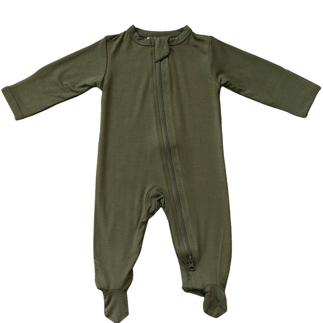 Olive Bamboo Footed Zipper - HoneyBug 