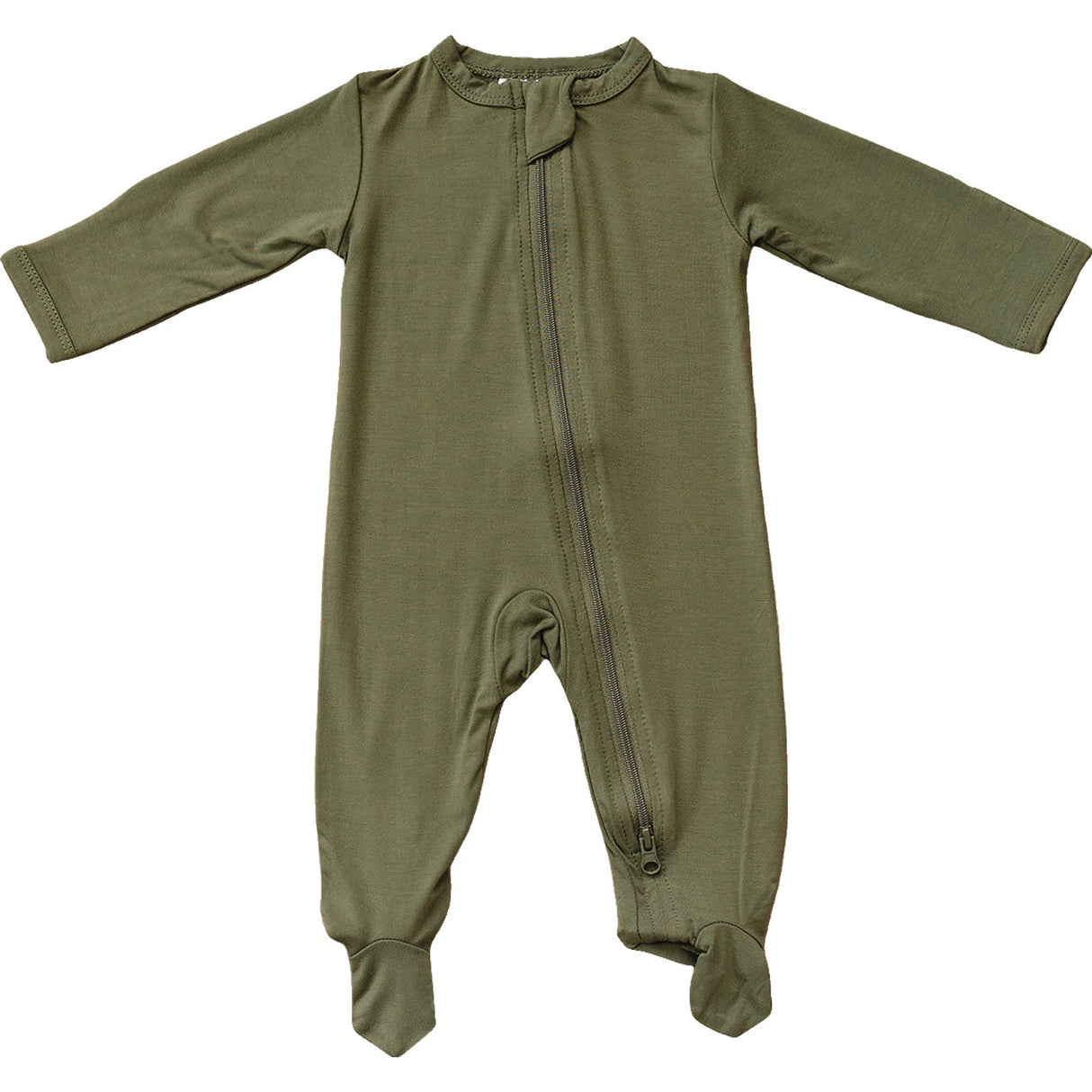 Olive Bamboo Footed Zipper - HoneyBug 