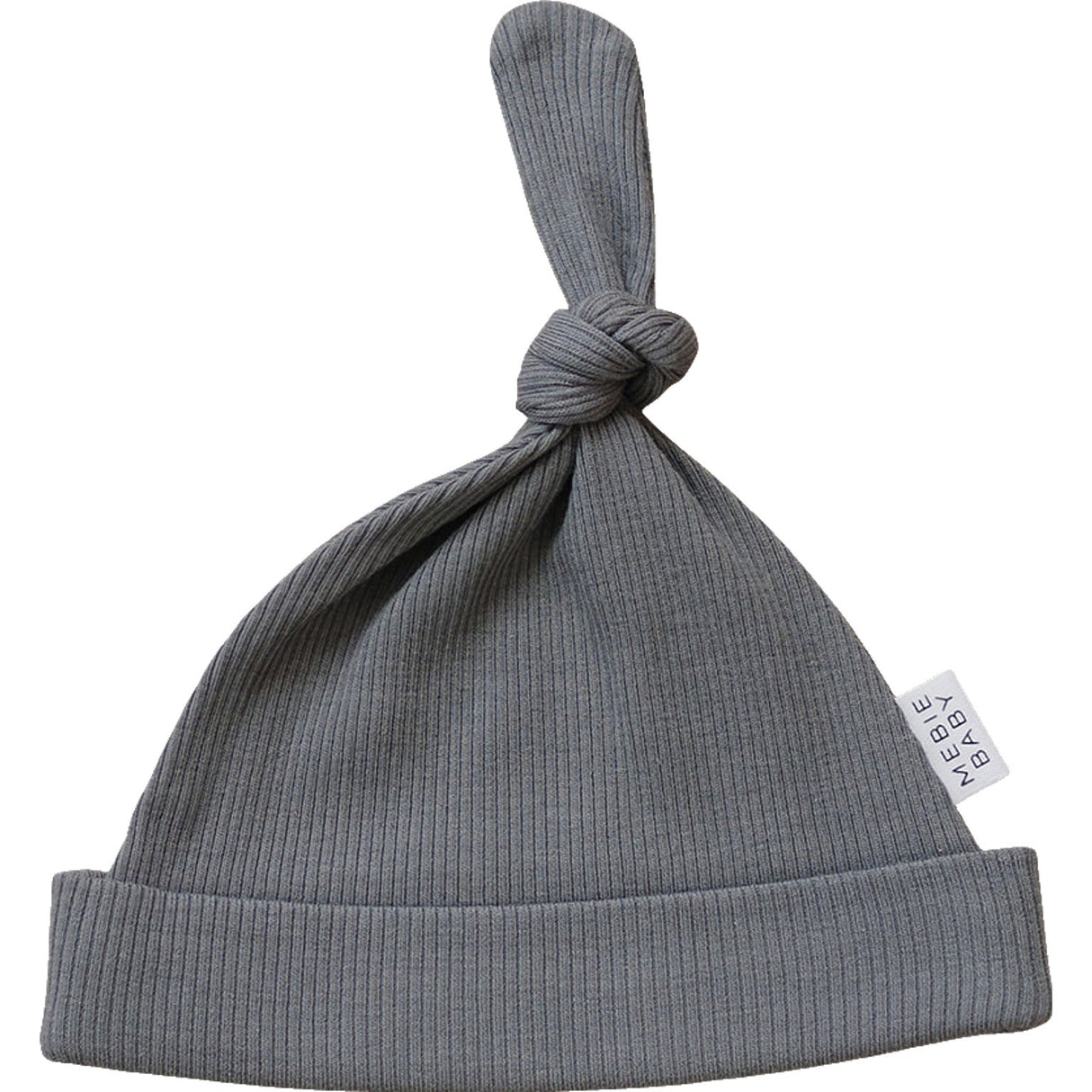 Grey Organic Ribbed Newborn Knot Hat - HoneyBug 