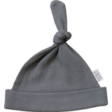 Grey Organic Ribbed Newborn Knot Hat - HoneyBug 