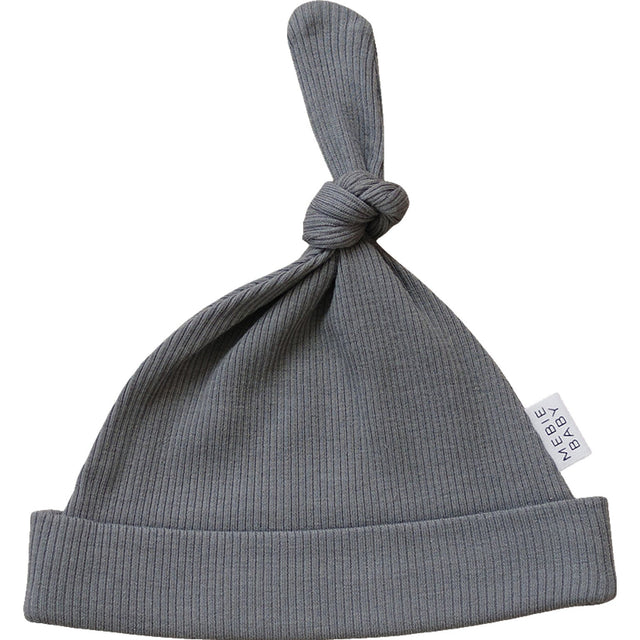 Grey Organic Ribbed Newborn Knot Hat - HoneyBug 