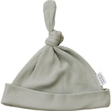 Sage Organic Ribbed Newborn Knot Hat - HoneyBug 