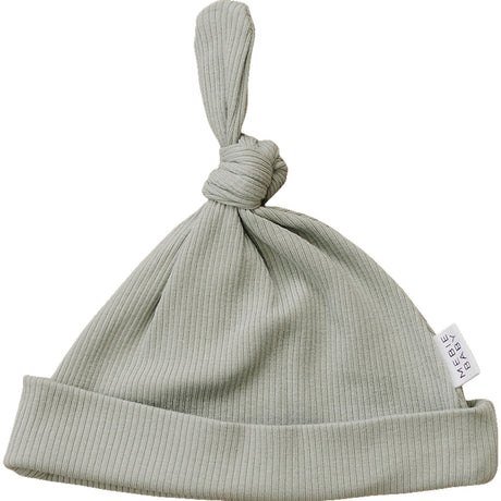 Sage Organic Ribbed Newborn Knot Hat - HoneyBug 