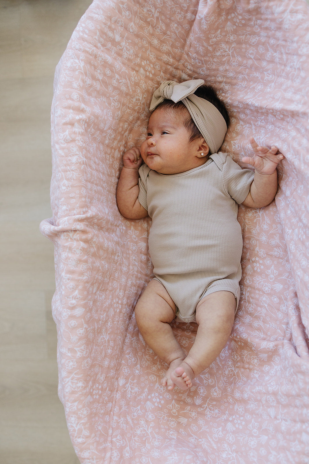 Oatmeal Organic Cotton Ribbed Head Wrap - HoneyBug 