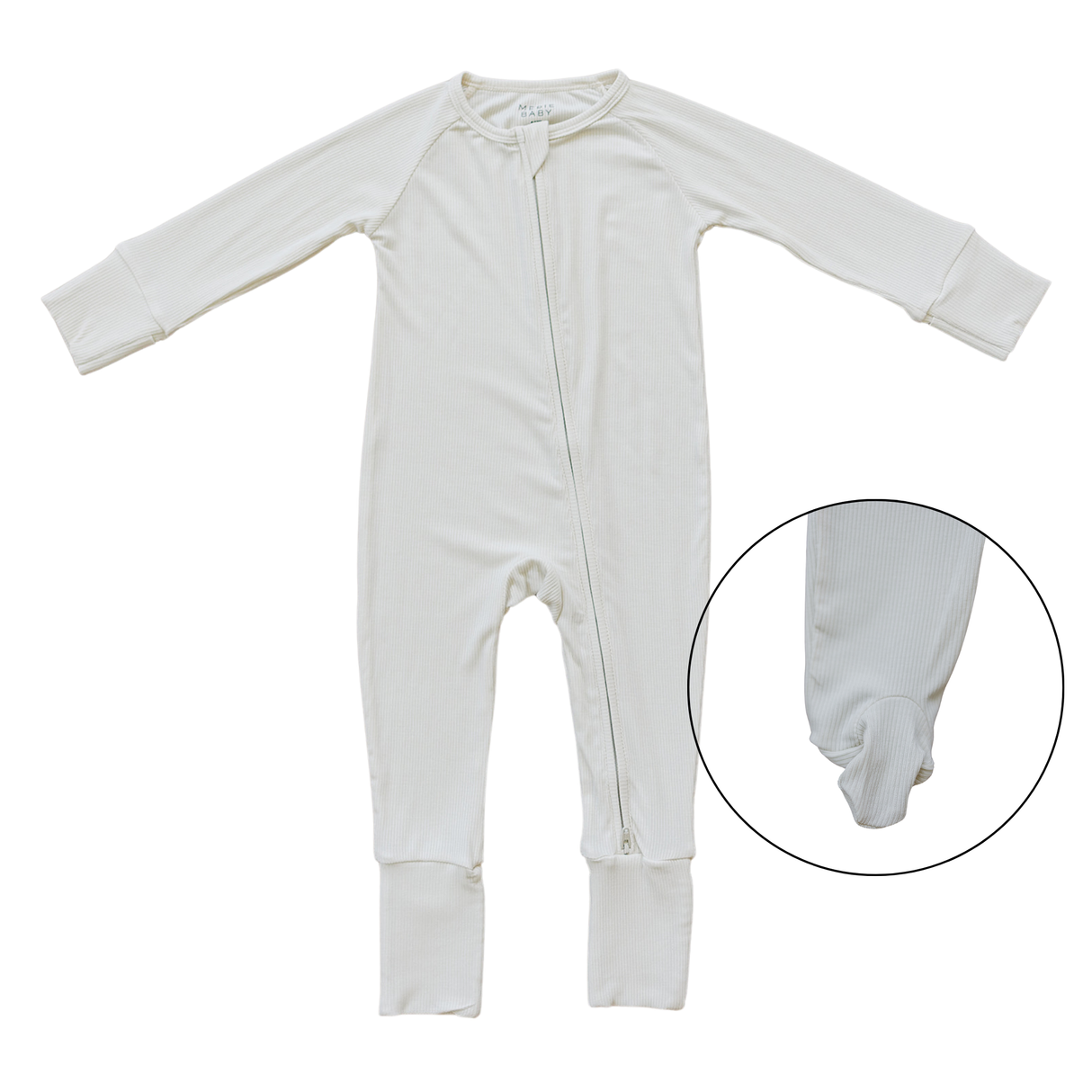 Cream Ribbed Bamboo Zipper - HoneyBug 