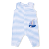 Bubbly Sailboat Stripe - Sleeveless Romper