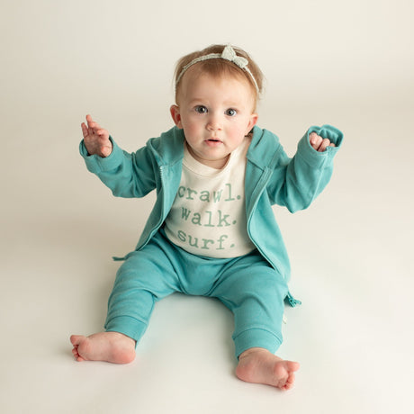 graphic bodysuit | crawl walk surf - HoneyBug 