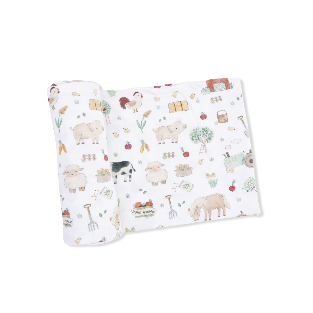 Cute Farm Animals Uni - 2 Way Zipper Footie, Swaddle  & Bandana Bib Set
