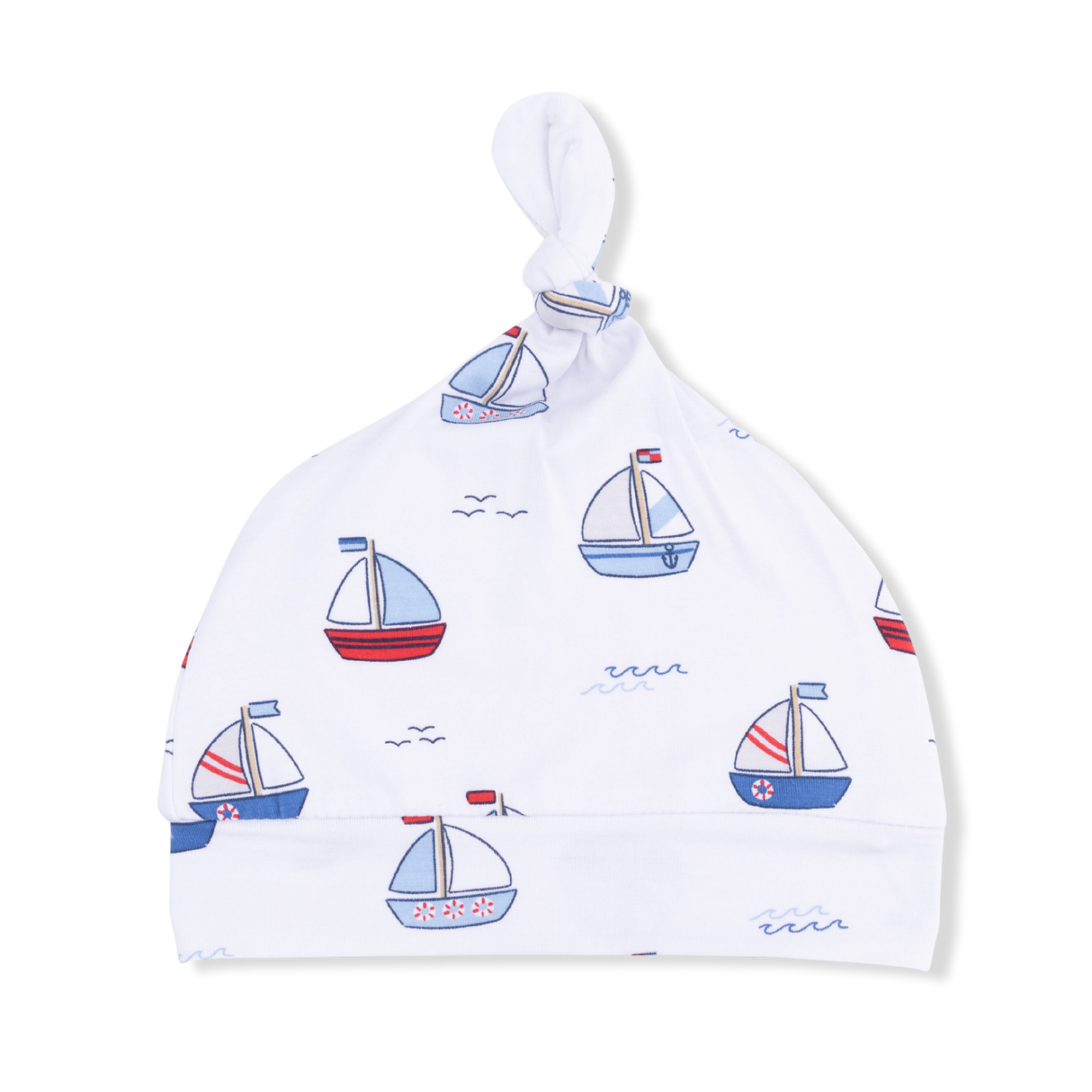 Bubbly Sailboats Blue - Knotted Hat