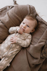 Bamboo Zip Pajamas | French Gray Floral - HoneyBug 