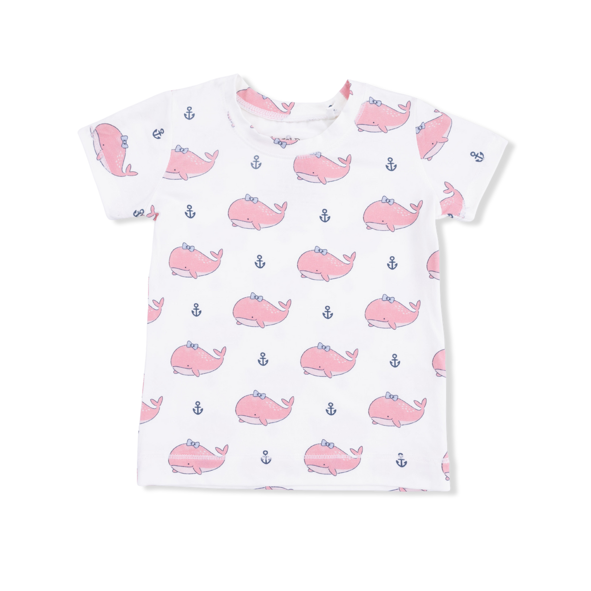 Bubbly Whale with Bow  Pink - Loungewear Short Set
