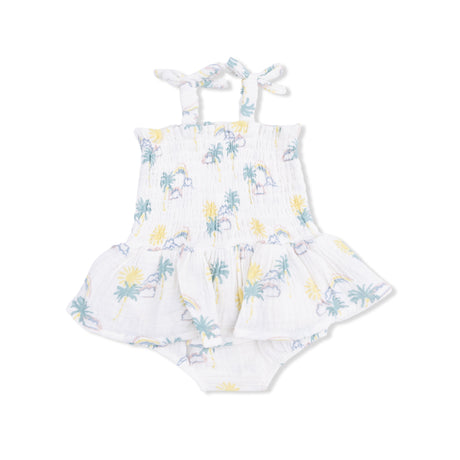 Palm Trees and Rainbows - Smocked Bubble with Skirt