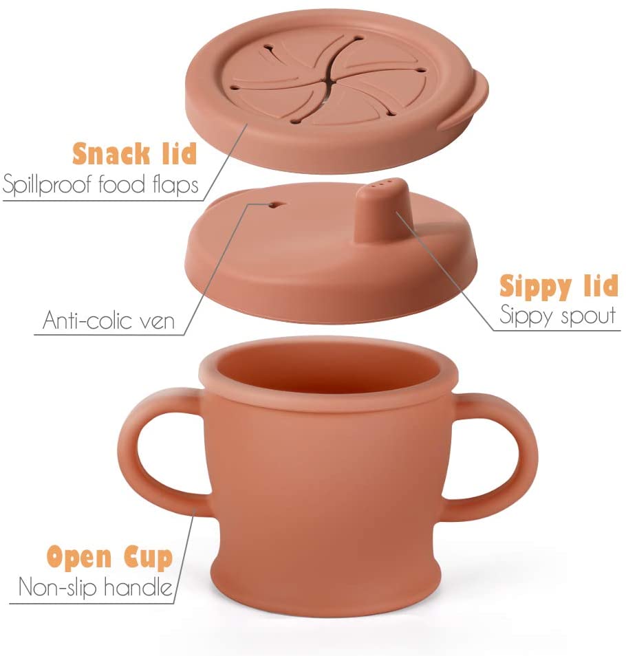 Haakaa Silicone Sip-N-Snack Cup 8 oz - HoneyBug 