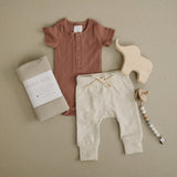 Dusty Rose Organic Cotton Ribbed Snap Bodysuit - HoneyBug 