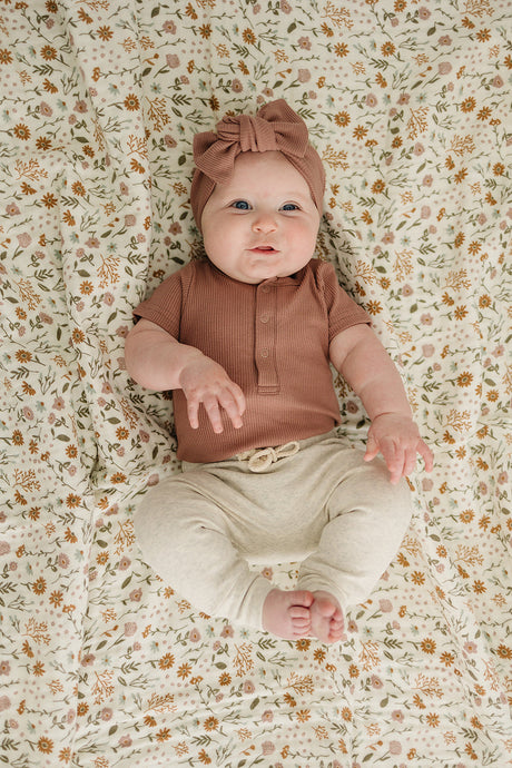 Dusty Rose Organic Cotton Ribbed Snap Bodysuit - HoneyBug 