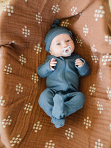 Navy Organic Cotton Ribbed Zipper - HoneyBug 