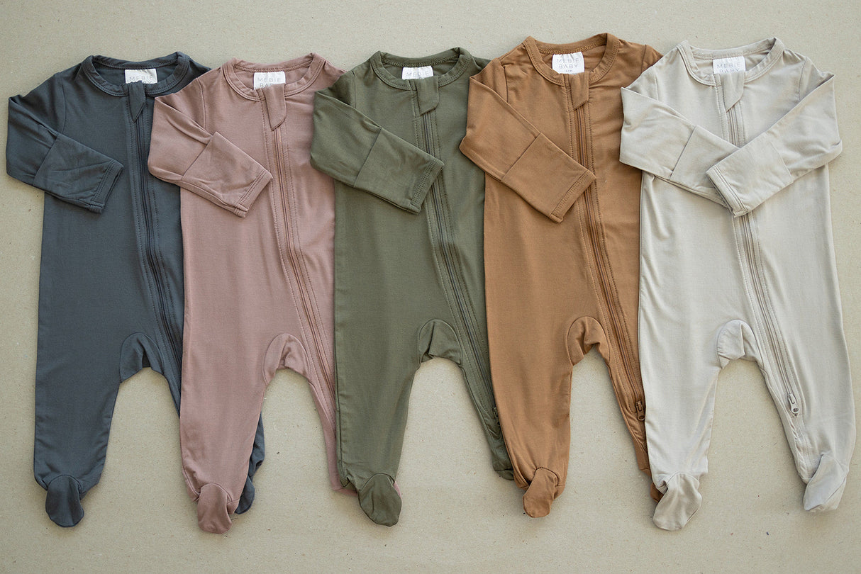 Olive Bamboo Footed Zipper - HoneyBug 